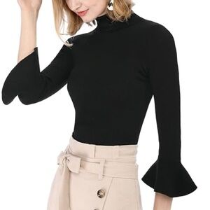 Chic Black blouse  with Ruffle Sleeves Size S